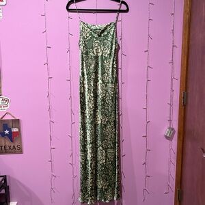 Zara Green & Cream Floral Satin Blouse